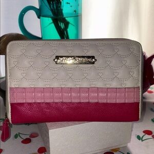Betsey Johnson Cream and Pink Leather Wallet and/or Clutch